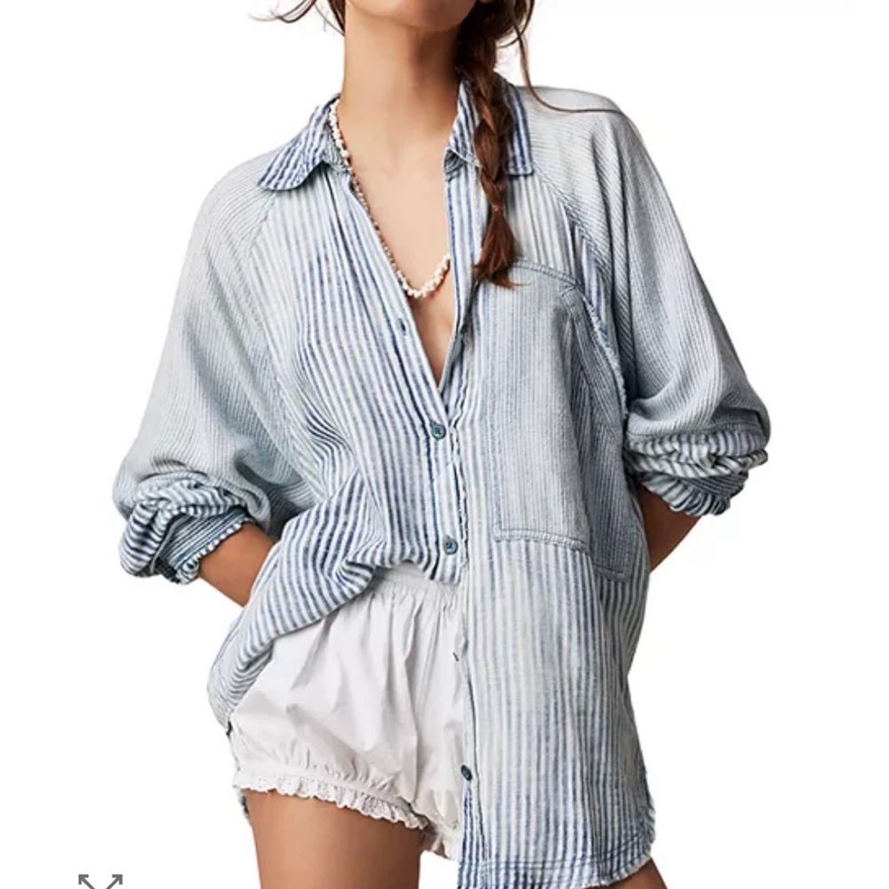 Free People We the Free Indigo Skies Stripe Top
